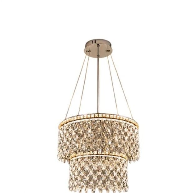 Double-Tier Crystal Drum Chandelier